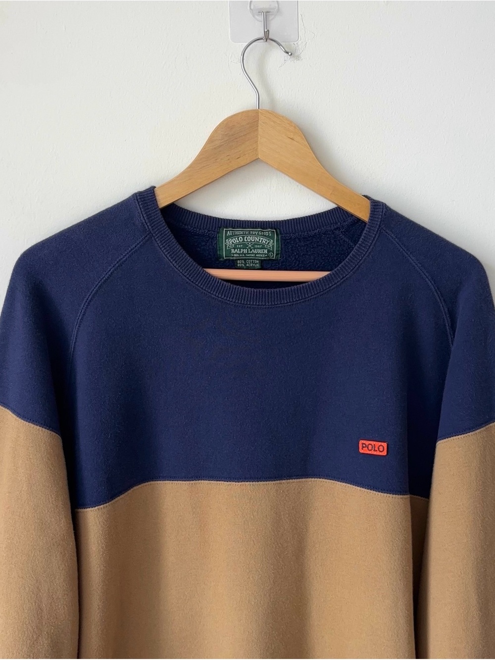 Vintage Polo Country Ralph Lauren Orange Line Crew Neck Sweatshirt Rare 90s - Picture 2 of 11